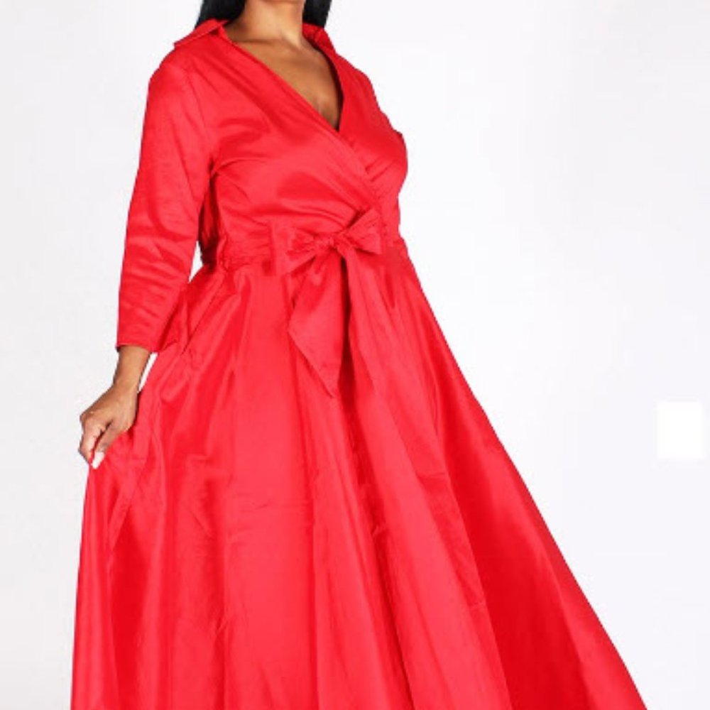 Quarter Sleeve Red Dress